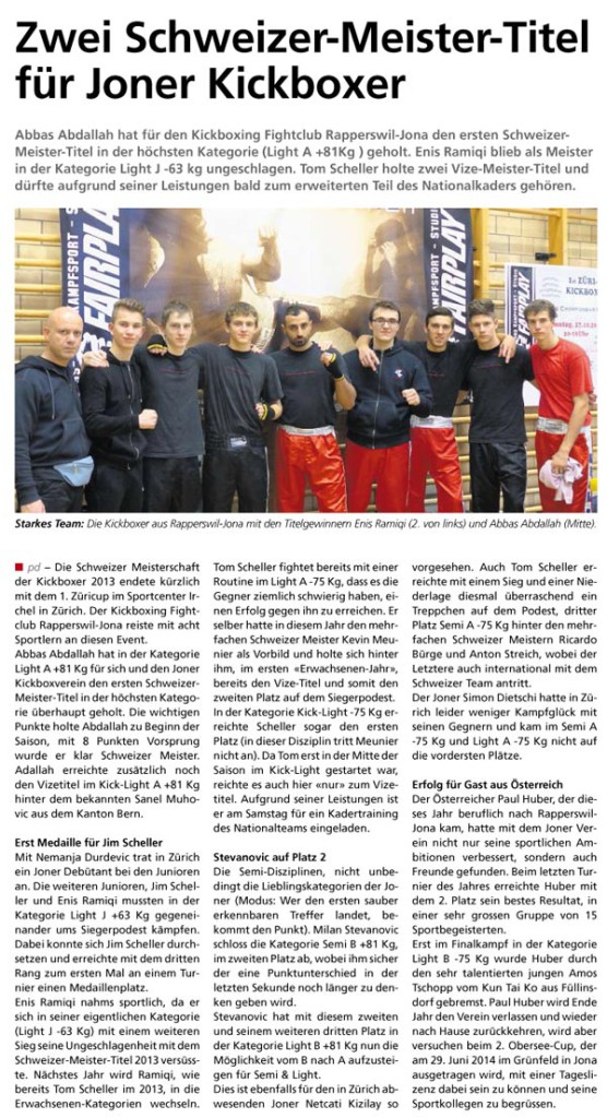 Kickboxmeiserschaft Zürich 2013